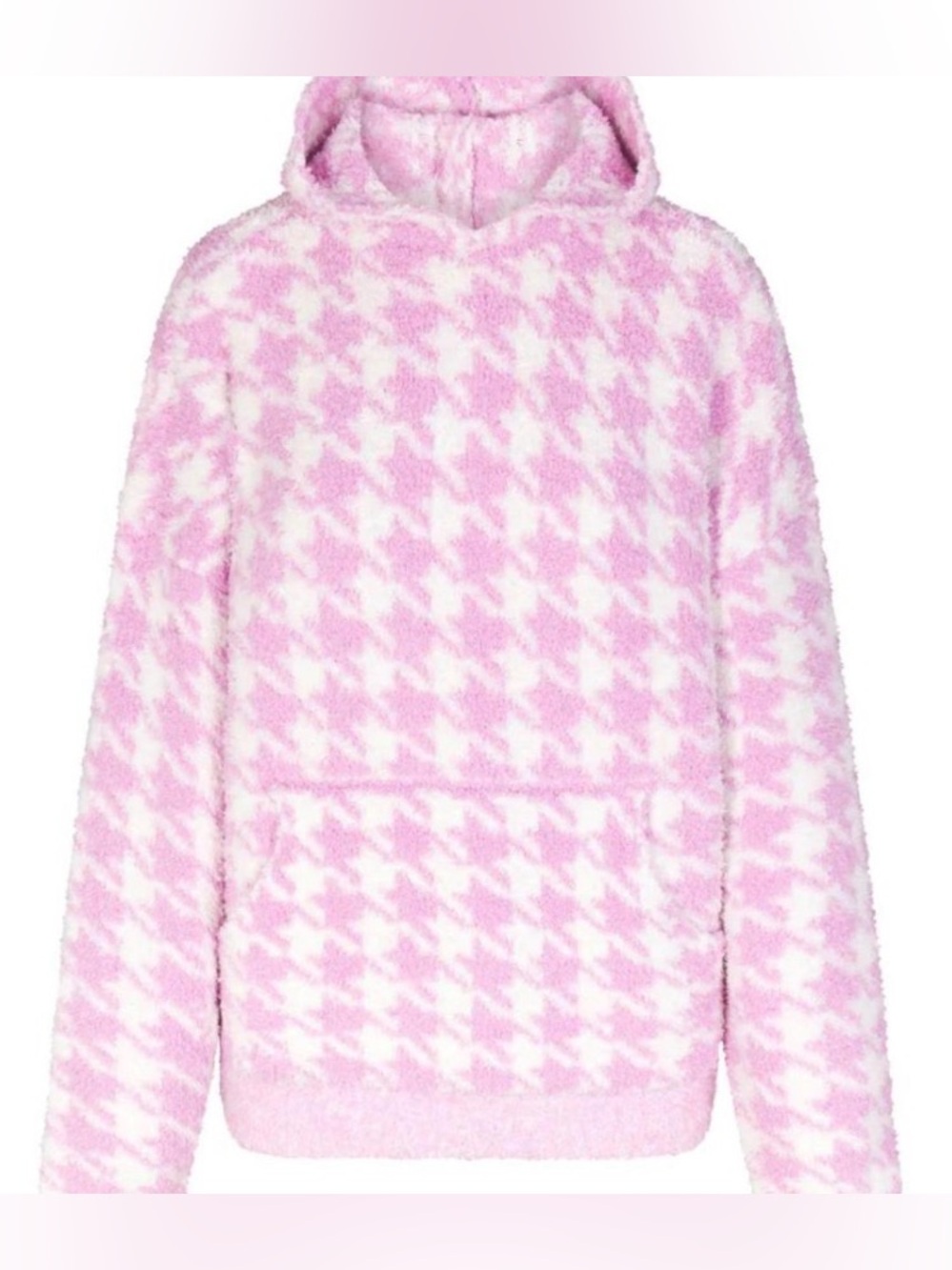 SKIMS Limited Edition Pink Houndstooth Cozy Knit Hoodie Size L/XL